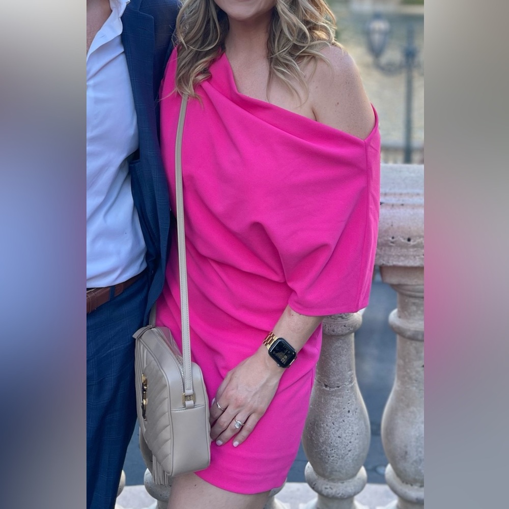 Alexia Admor Draped Shoulder Mini A-Line Dress